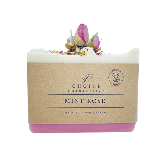 Naturseife MINT ROSE mit blumigem Ylang-Ylang & Pfefferminz 105g