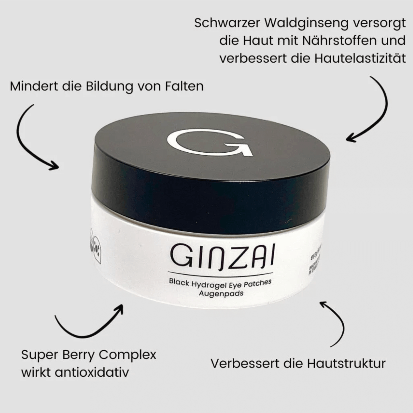 Black Hydrogel Augenpads mit Ginseng